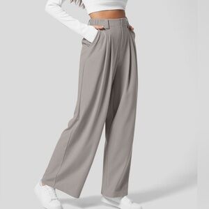 Halara High Waisted Plicated Side Pocket Wide Leg Waffle Work Pants